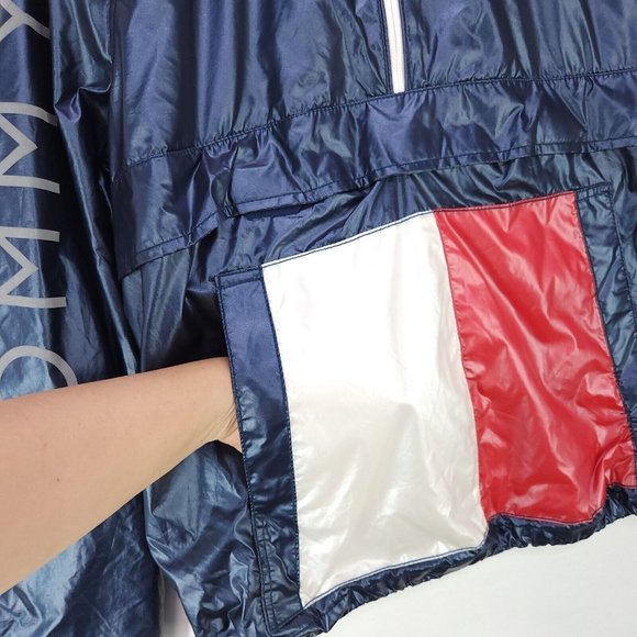 Tommy Jeans Windbreaker Hoodie Jacket Womens Medium Pocket Half Zip Oversized - Picture 5 of 16